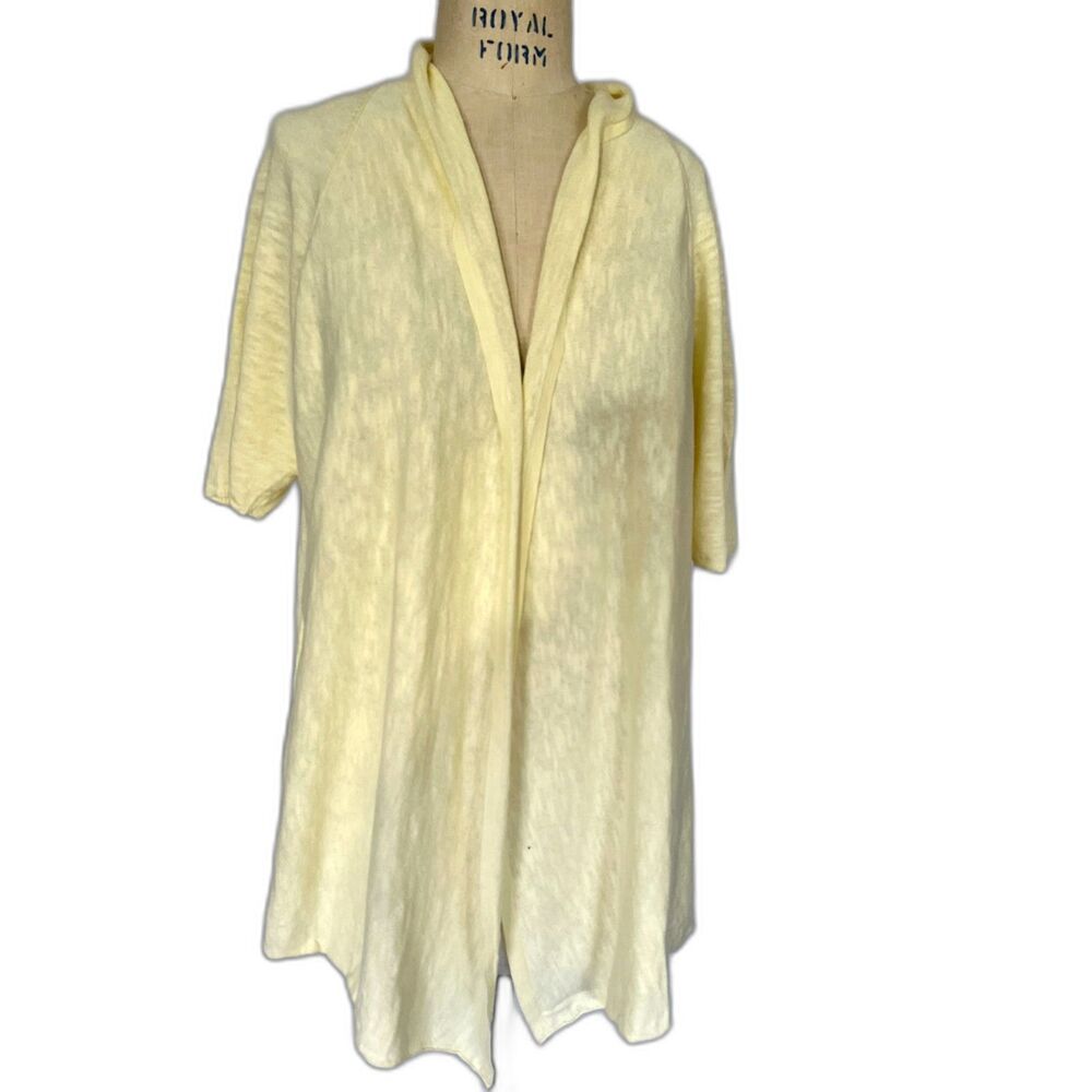 Eileen Fisher Lightweight Yellow Linen Summer Cardigan 1X